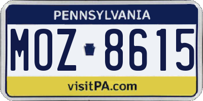 PA license plate MOZ8615