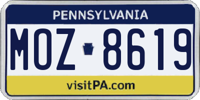 PA license plate MOZ8619