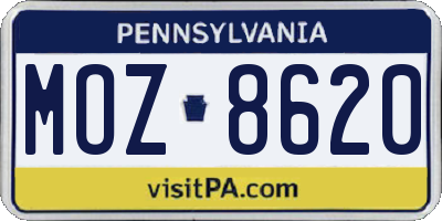 PA license plate MOZ8620