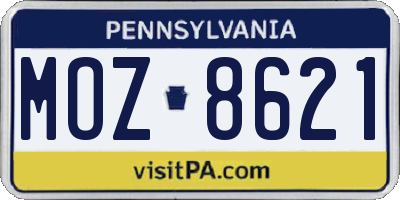PA license plate MOZ8621