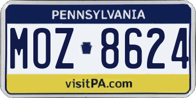 PA license plate MOZ8624
