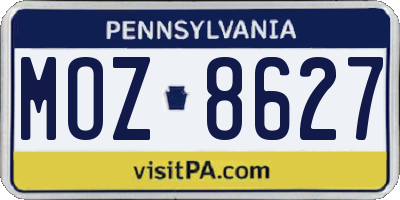 PA license plate MOZ8627
