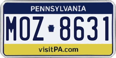 PA license plate MOZ8631