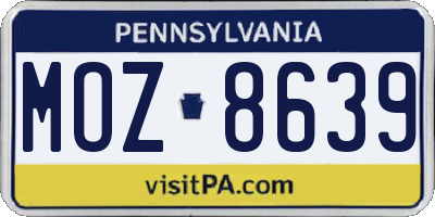 PA license plate MOZ8639