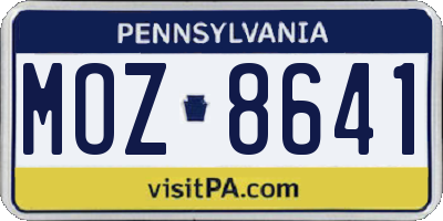 PA license plate MOZ8641