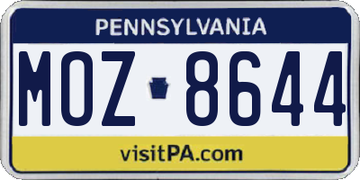 PA license plate MOZ8644