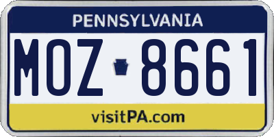 PA license plate MOZ8661