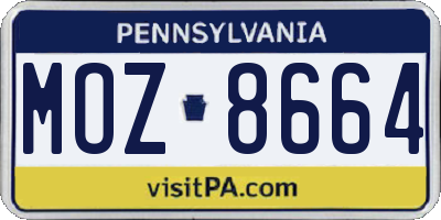 PA license plate MOZ8664