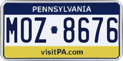 PA license plate MOZ8676