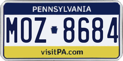 PA license plate MOZ8684