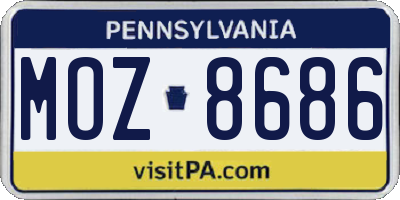 PA license plate MOZ8686
