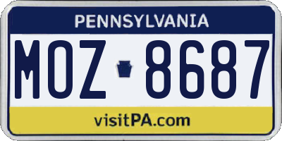 PA license plate MOZ8687