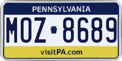 PA license plate MOZ8689