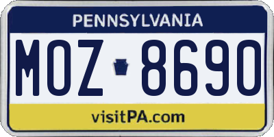 PA license plate MOZ8690