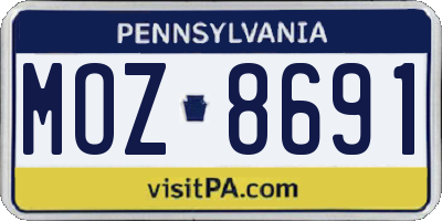 PA license plate MOZ8691