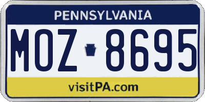 PA license plate MOZ8695