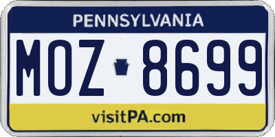 PA license plate MOZ8699