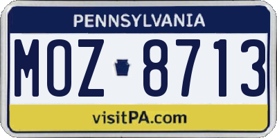 PA license plate MOZ8713