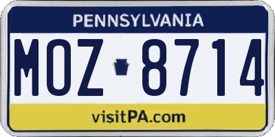 PA license plate MOZ8714