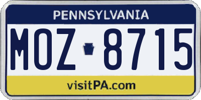 PA license plate MOZ8715