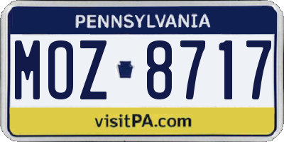 PA license plate MOZ8717