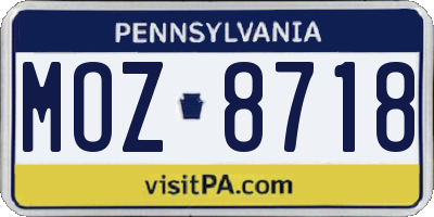 PA license plate MOZ8718