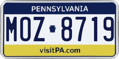 PA license plate MOZ8719