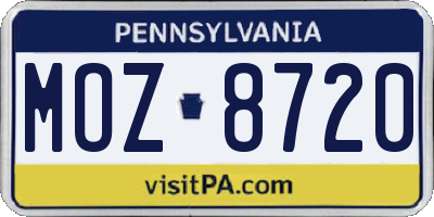 PA license plate MOZ8720