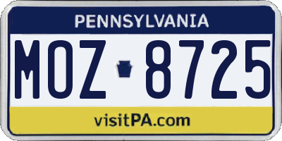 PA license plate MOZ8725