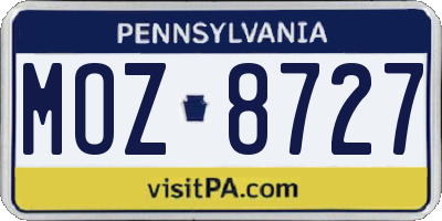 PA license plate MOZ8727
