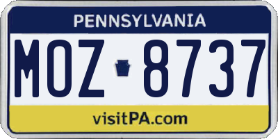 PA license plate MOZ8737