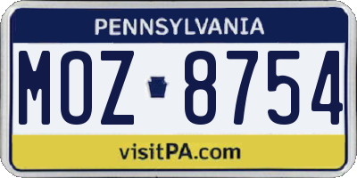 PA license plate MOZ8754