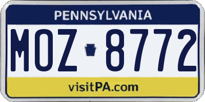 PA license plate MOZ8772
