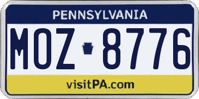 PA license plate MOZ8776