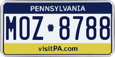 PA license plate MOZ8788