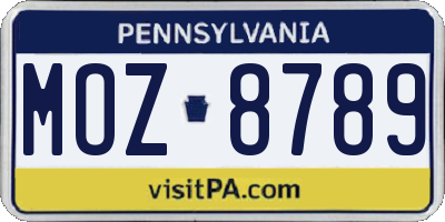 PA license plate MOZ8789