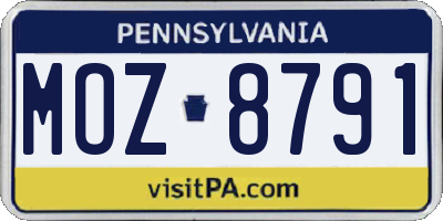 PA license plate MOZ8791