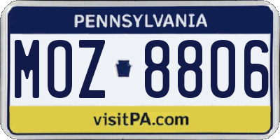 PA license plate MOZ8806