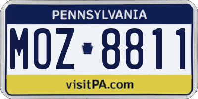 PA license plate MOZ8811