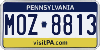 PA license plate MOZ8813
