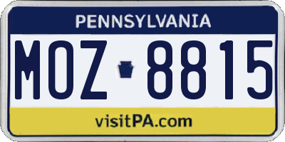 PA license plate MOZ8815