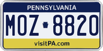PA license plate MOZ8820