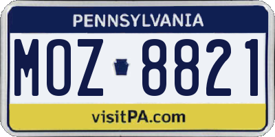 PA license plate MOZ8821