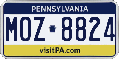 PA license plate MOZ8824