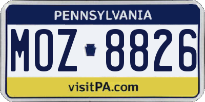 PA license plate MOZ8826