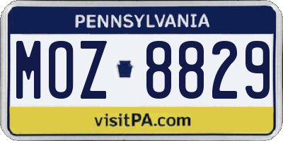 PA license plate MOZ8829