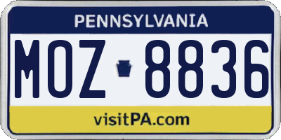 PA license plate MOZ8836
