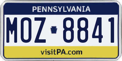 PA license plate MOZ8841