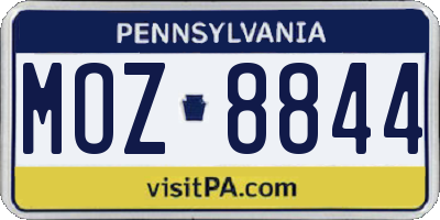 PA license plate MOZ8844
