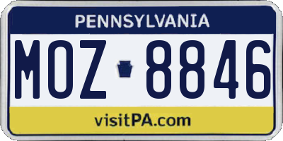 PA license plate MOZ8846